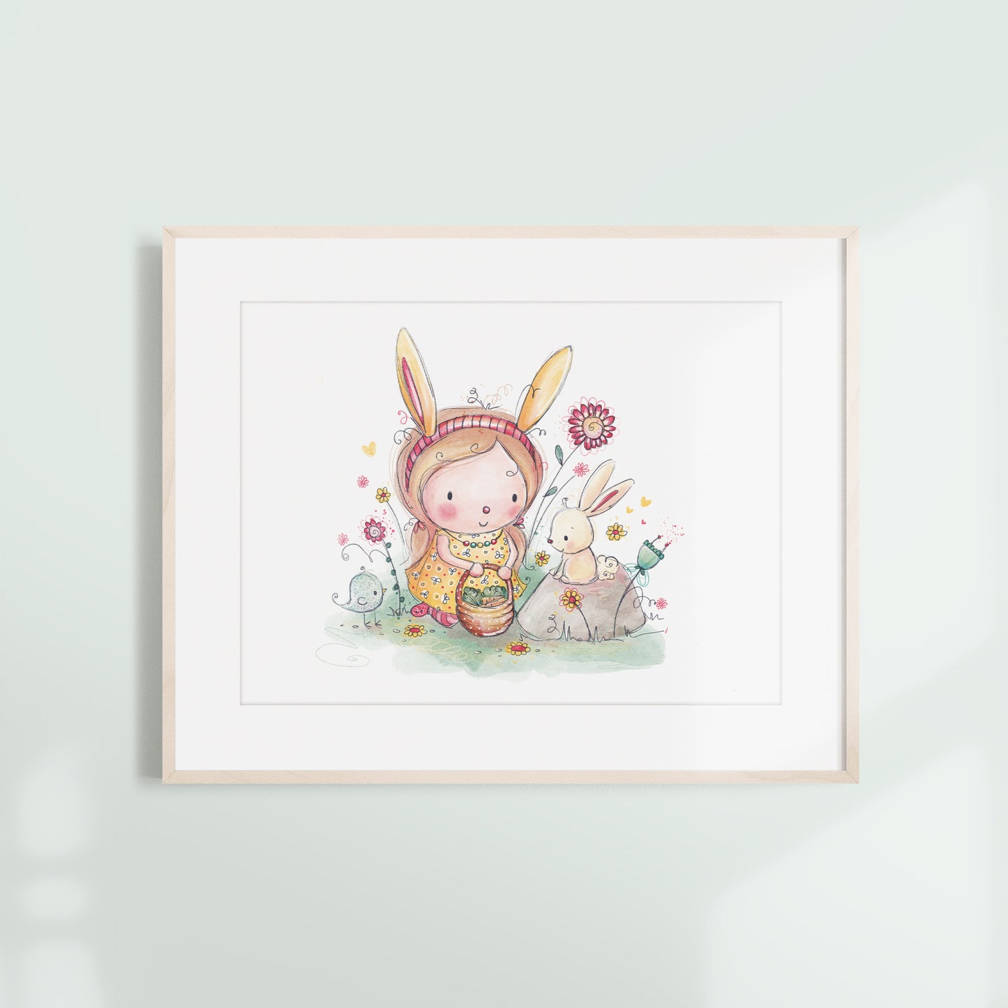 'Easter Bunny Girl' Children's Wall Art Print