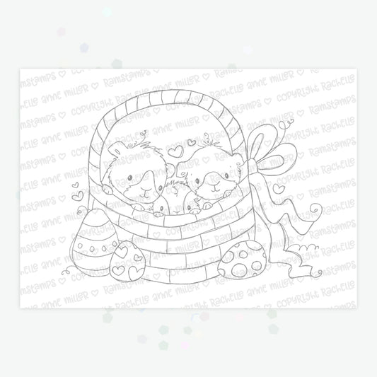 'Easter Guinea Pigs' Digital Stamp