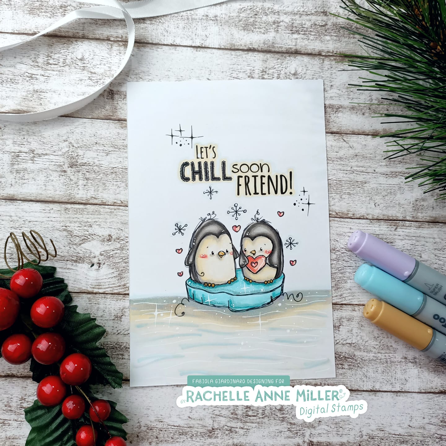 'Penguin Chill' Digital Stamp