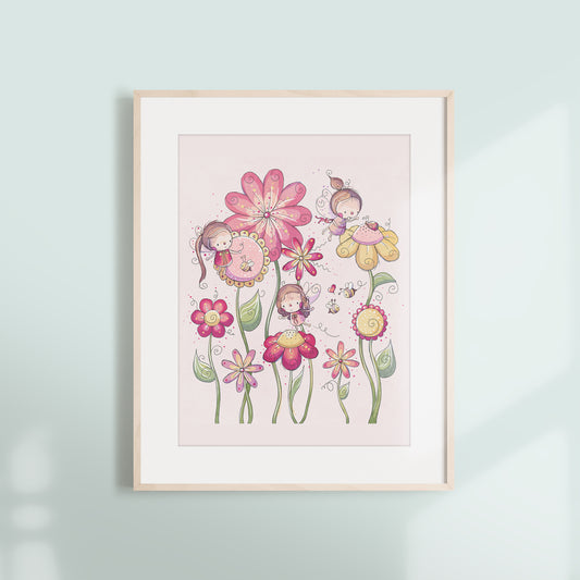 'Fairy Flowers' Children's Wall Art Print