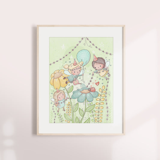 'Fairy Garden Party' Children's Wall Art Print