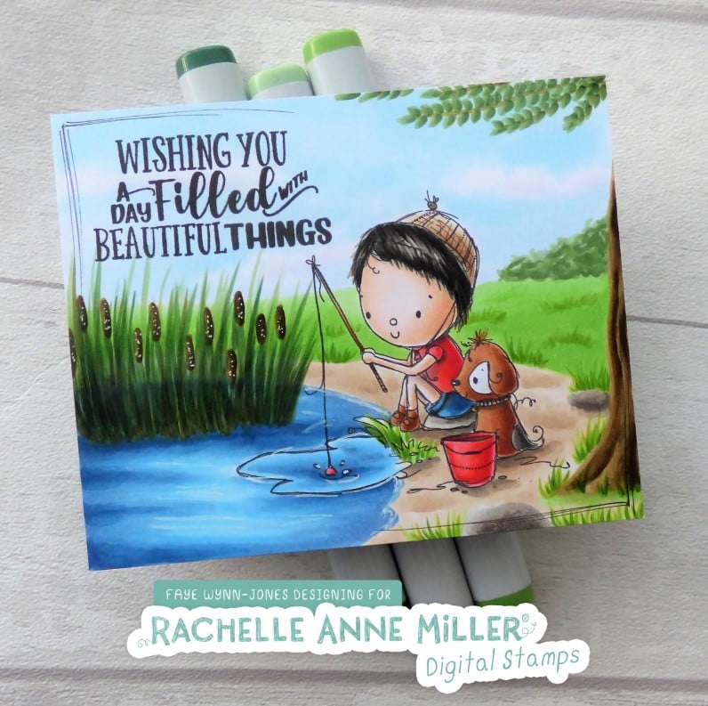 'Fishing with Puppy' Digital Stamp