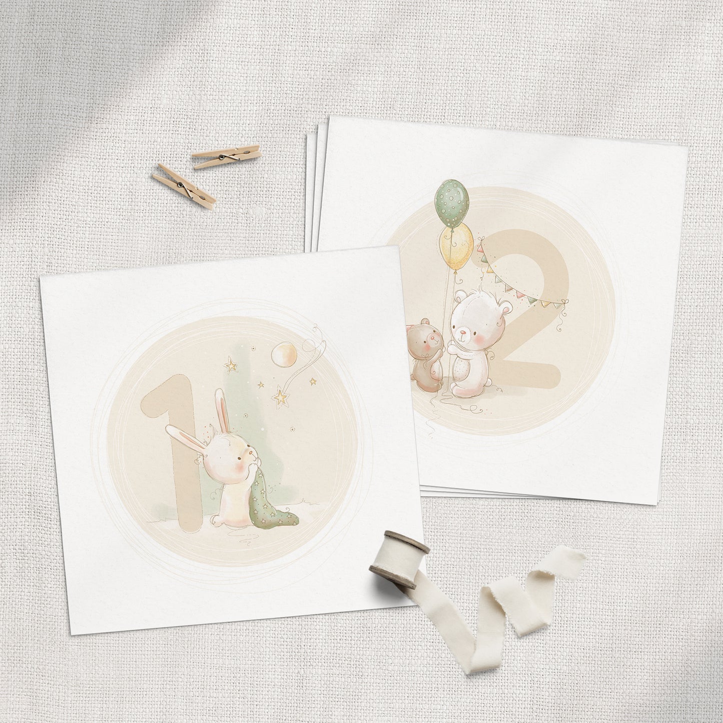 'Animal Numbers' Children's Wall Art Print Set