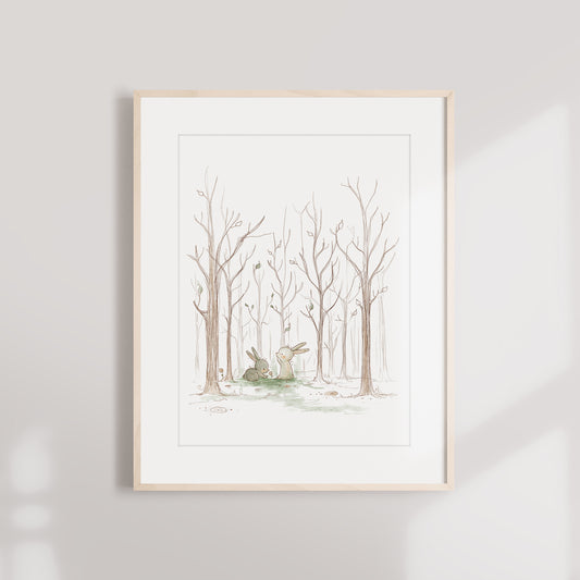 'Forest Bunnies' Children's Wall Art Print