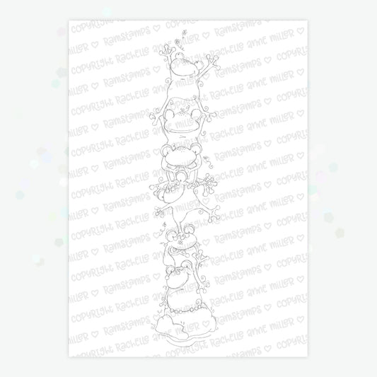 'Stacked Frogs' Digital Stamp