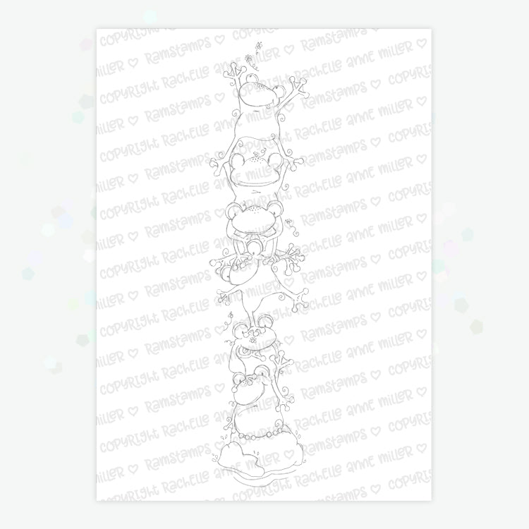'Stacked Frogs' Digital Stamp