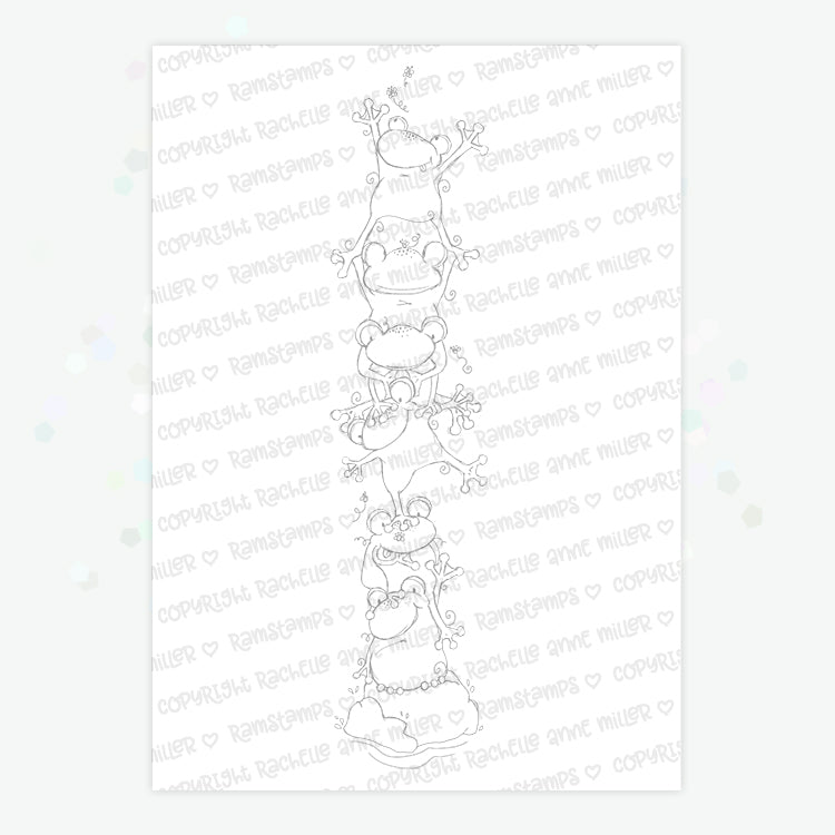 'Stacked Frogs' Digital Stamp