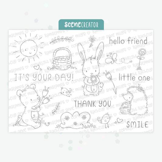 'Garden Friends'  Scene Creator Digital Stamp