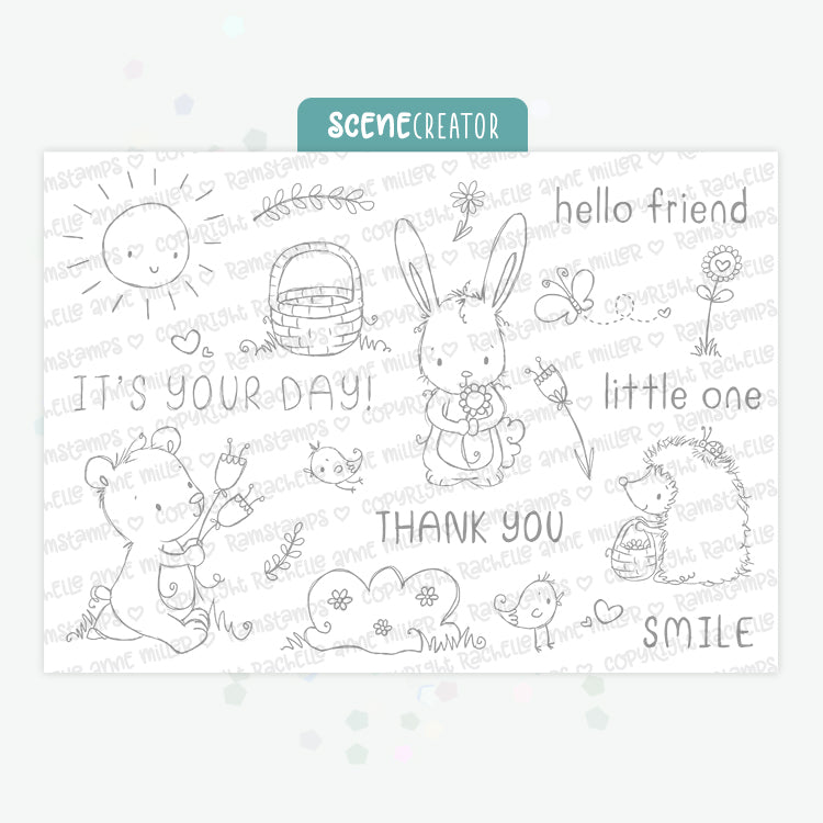 'Garden Friends' Scene Creator Digital Stamp