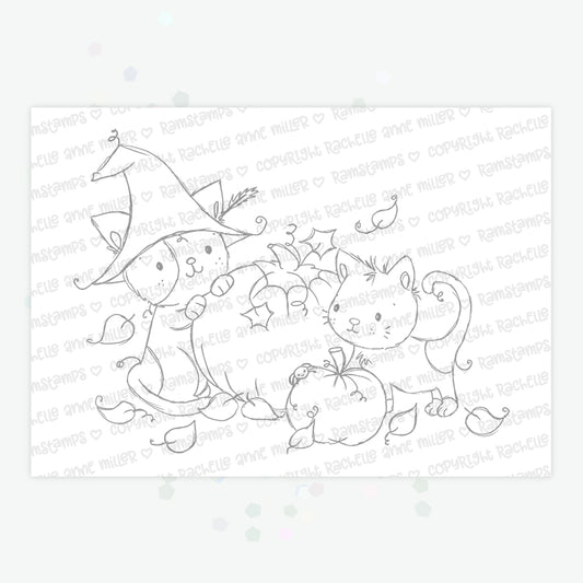 'Halloween Cats' Digital Stamp