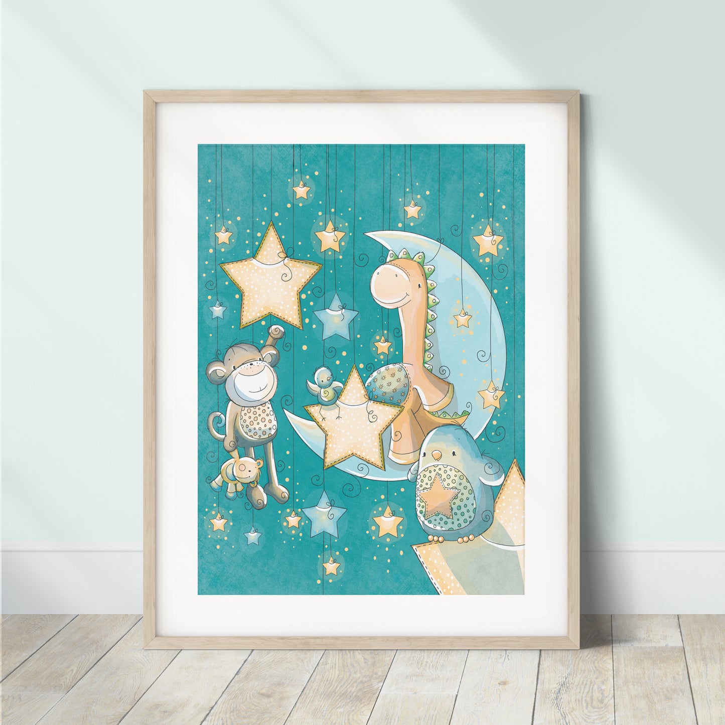 'Hanging Stars' Children's Wall Art Print