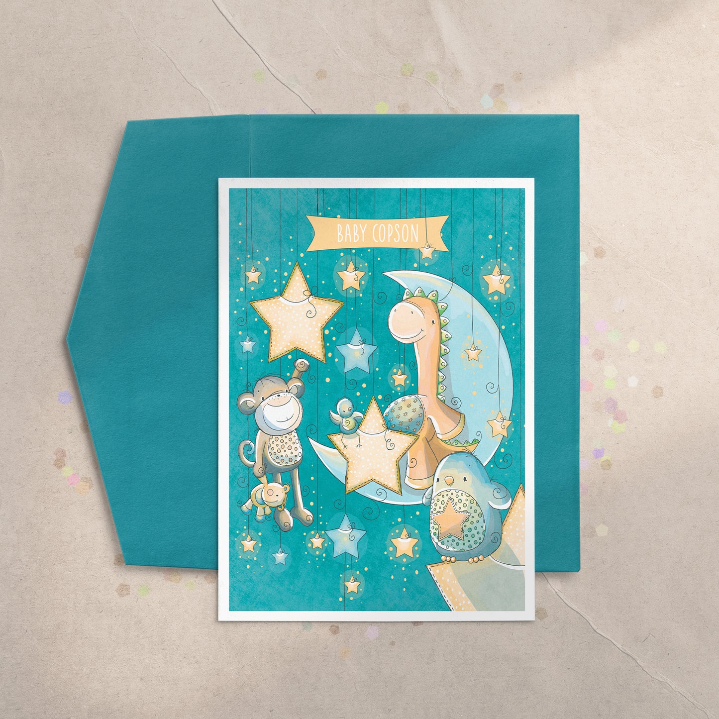 Hanging Stars 5x7 Greeting Card