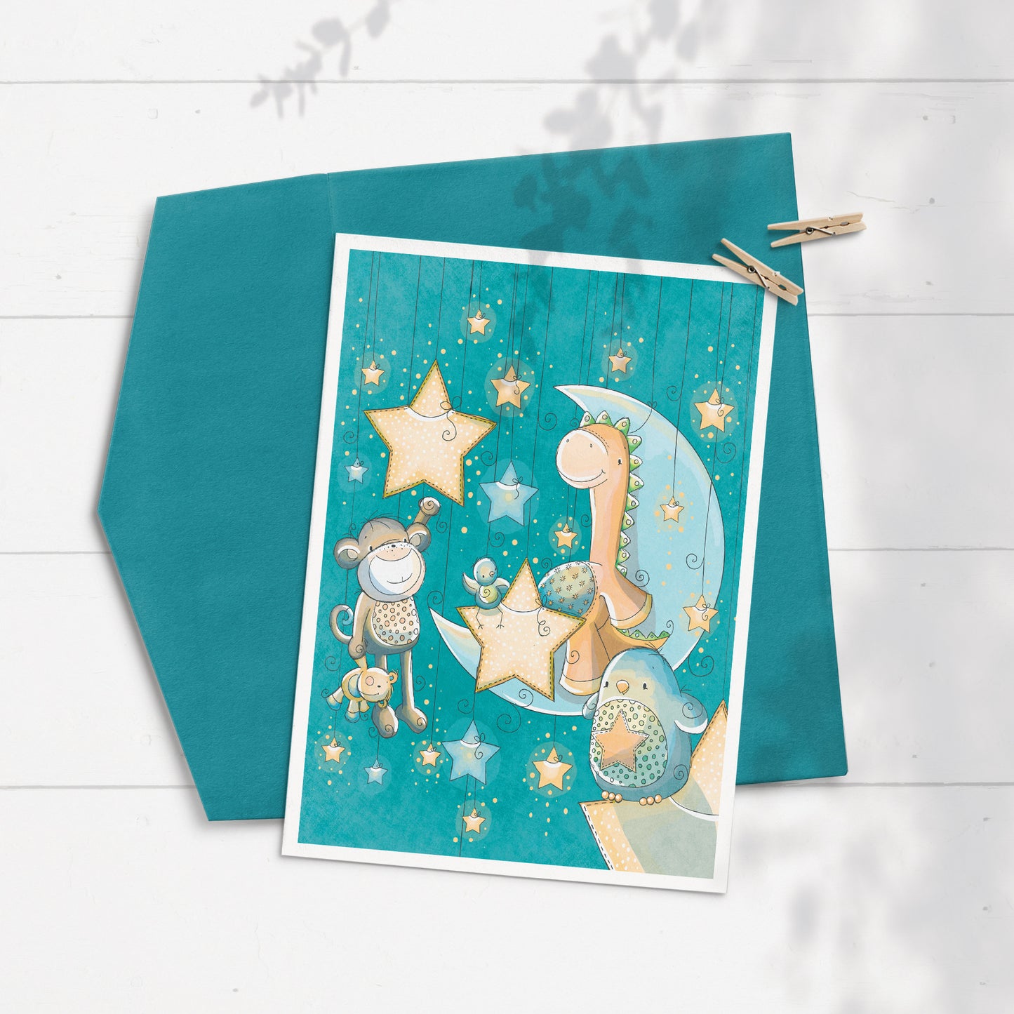 Hanging Stars 5x7 Greeting Card