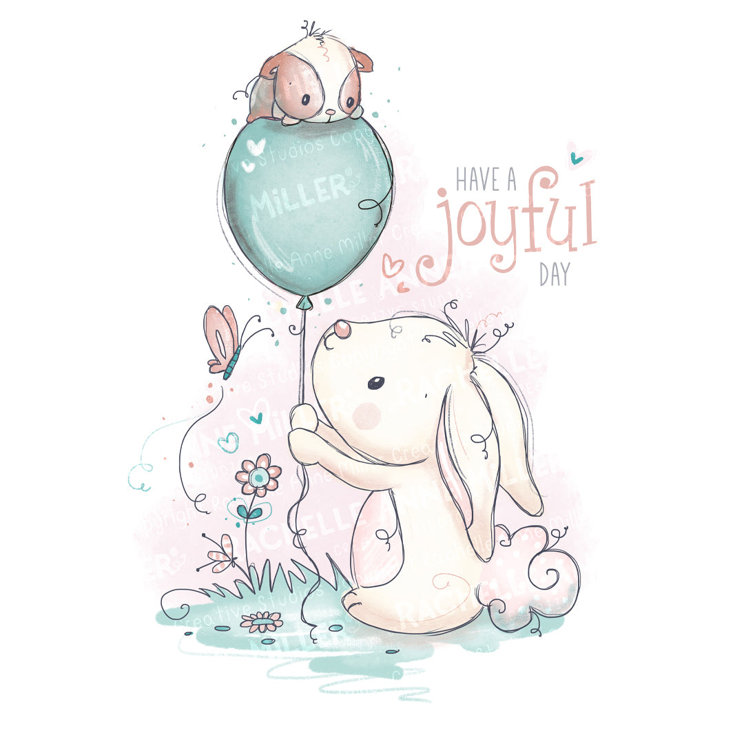 'Bunny & Guinea: Balloon' Digital Stamp