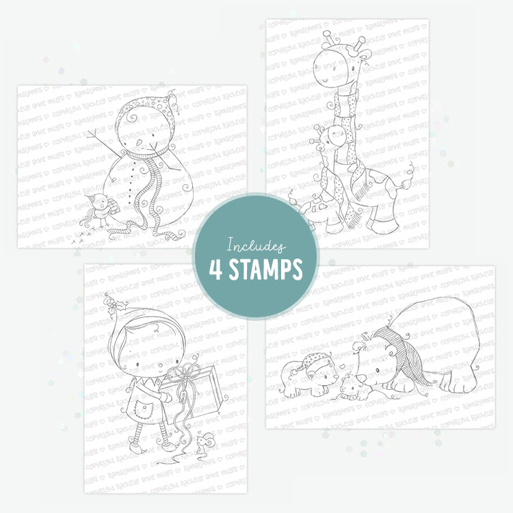 'Holiday Friends' Digital Stamp Set