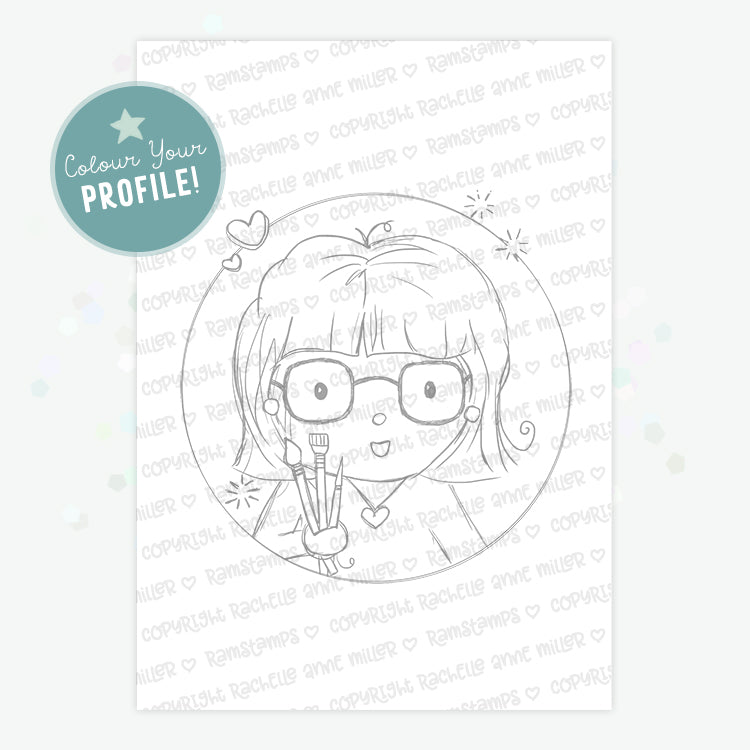 'Jennifer the Painter' Profile Digital Stamp
