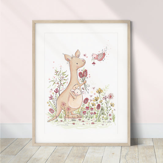 'Kangaroo & Galah' Children's Wall Art Print