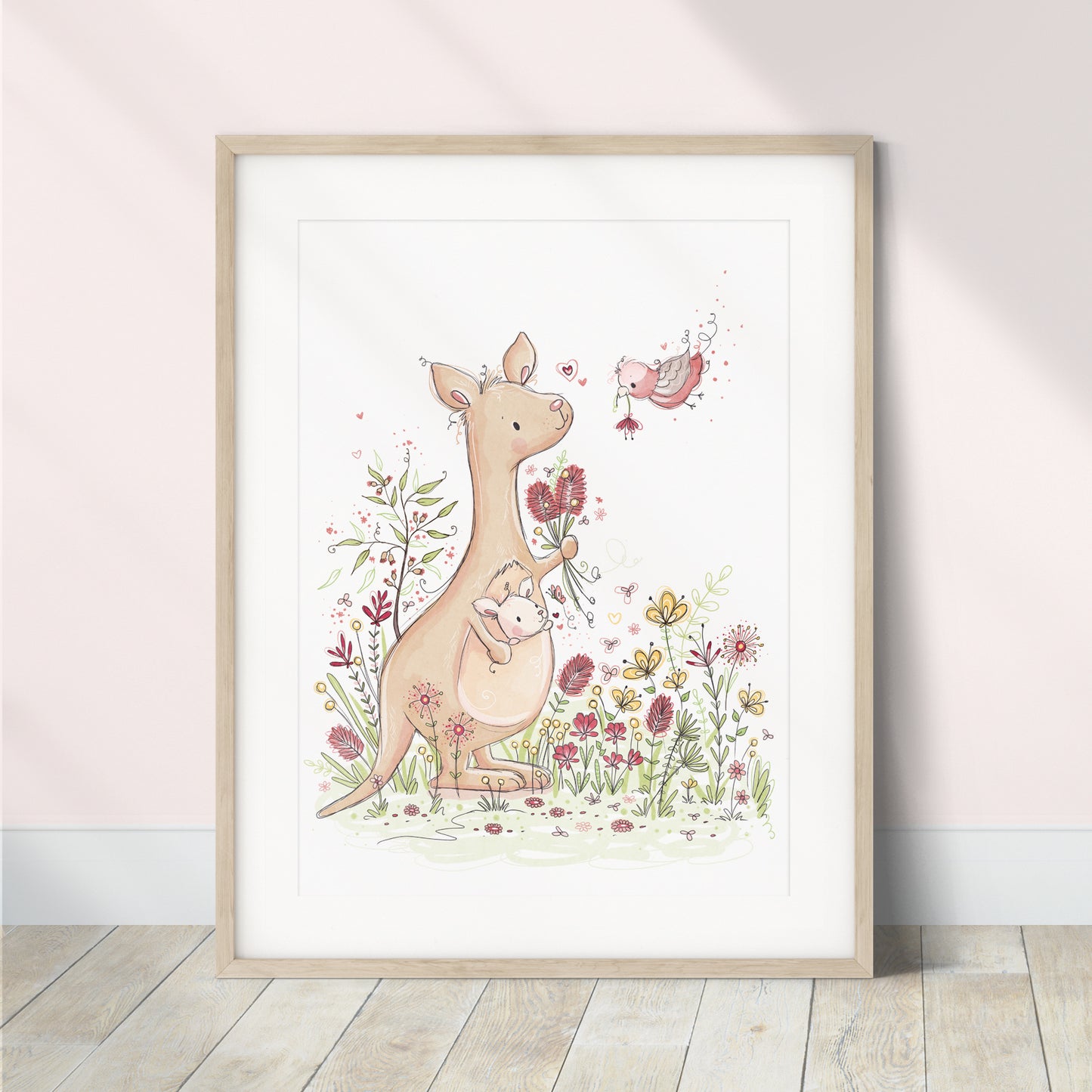 'Kangaroo & Galah' Children's Wall Art Print