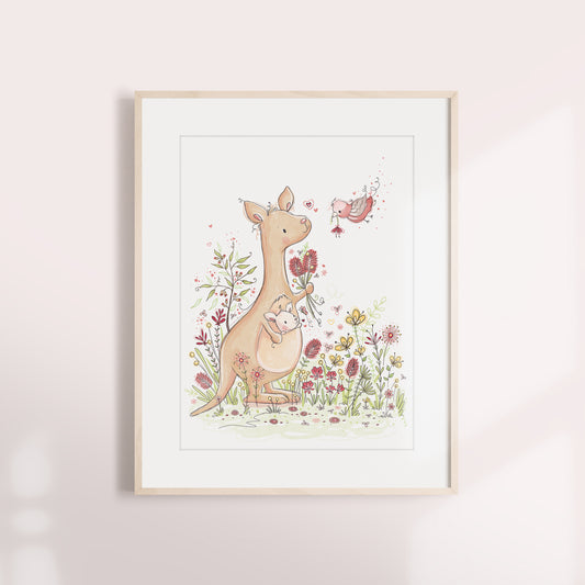 'Kangaroo & Galah' Children's Wall Art Print