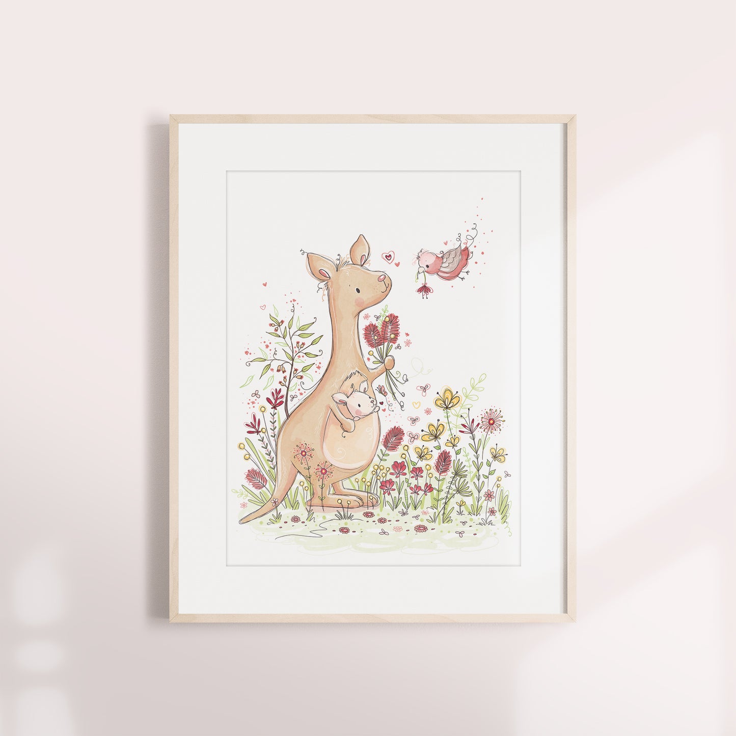 'Kangaroo & Galah' Children's Wall Art Print