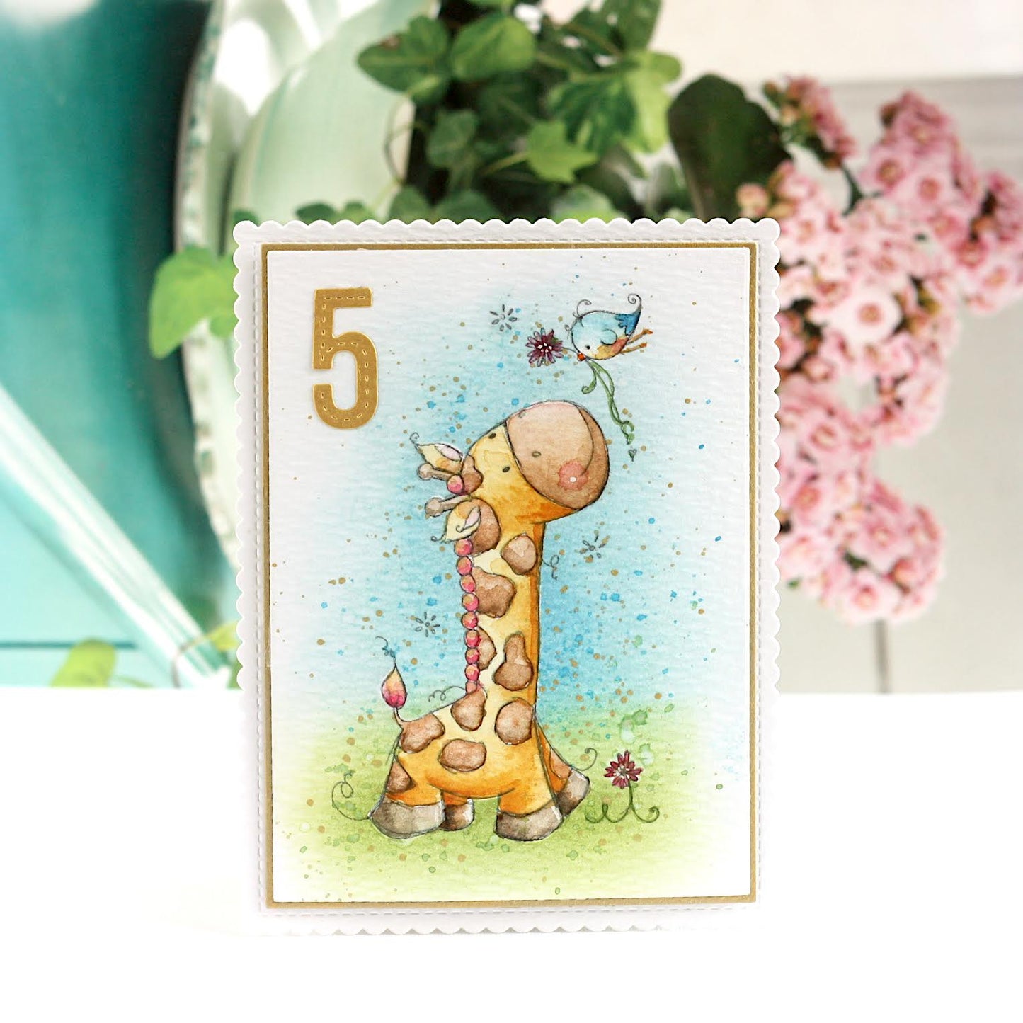 'Giraffe & Bird' Digital Stamp