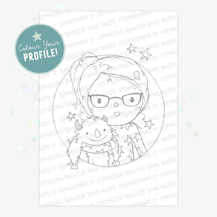 'Katie & Yeti' Profile Digital Stamp