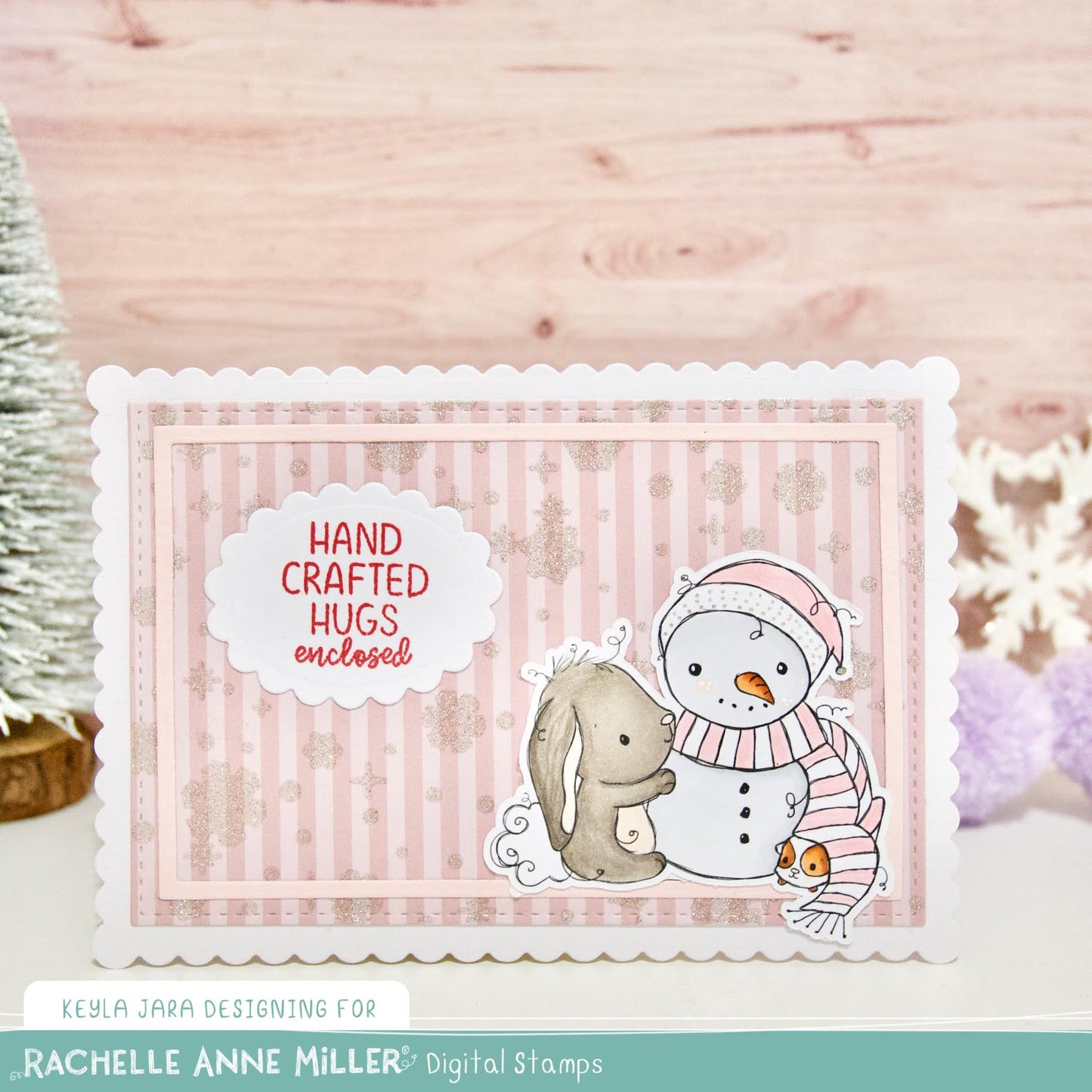 'Bunny & Guinea: Snowman' Digital Stamp