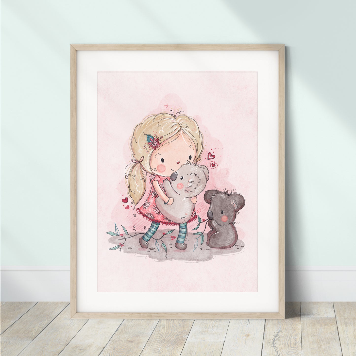 'Koala Girl' Children's Wall Art Print
