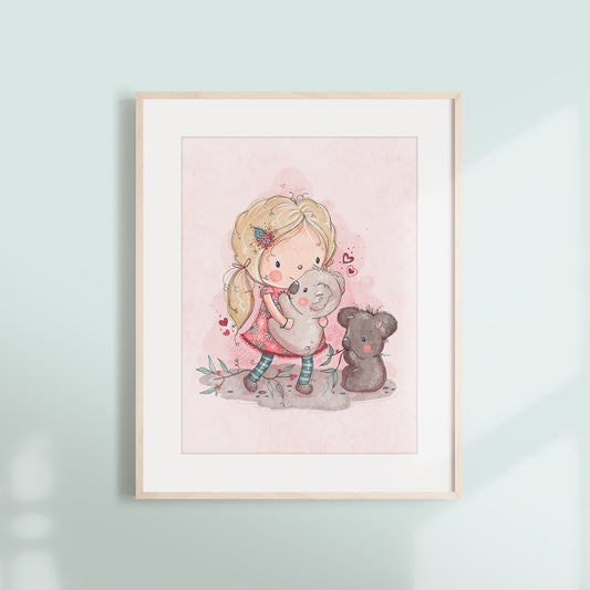 'Koala Girl' Children's Wall Art Print