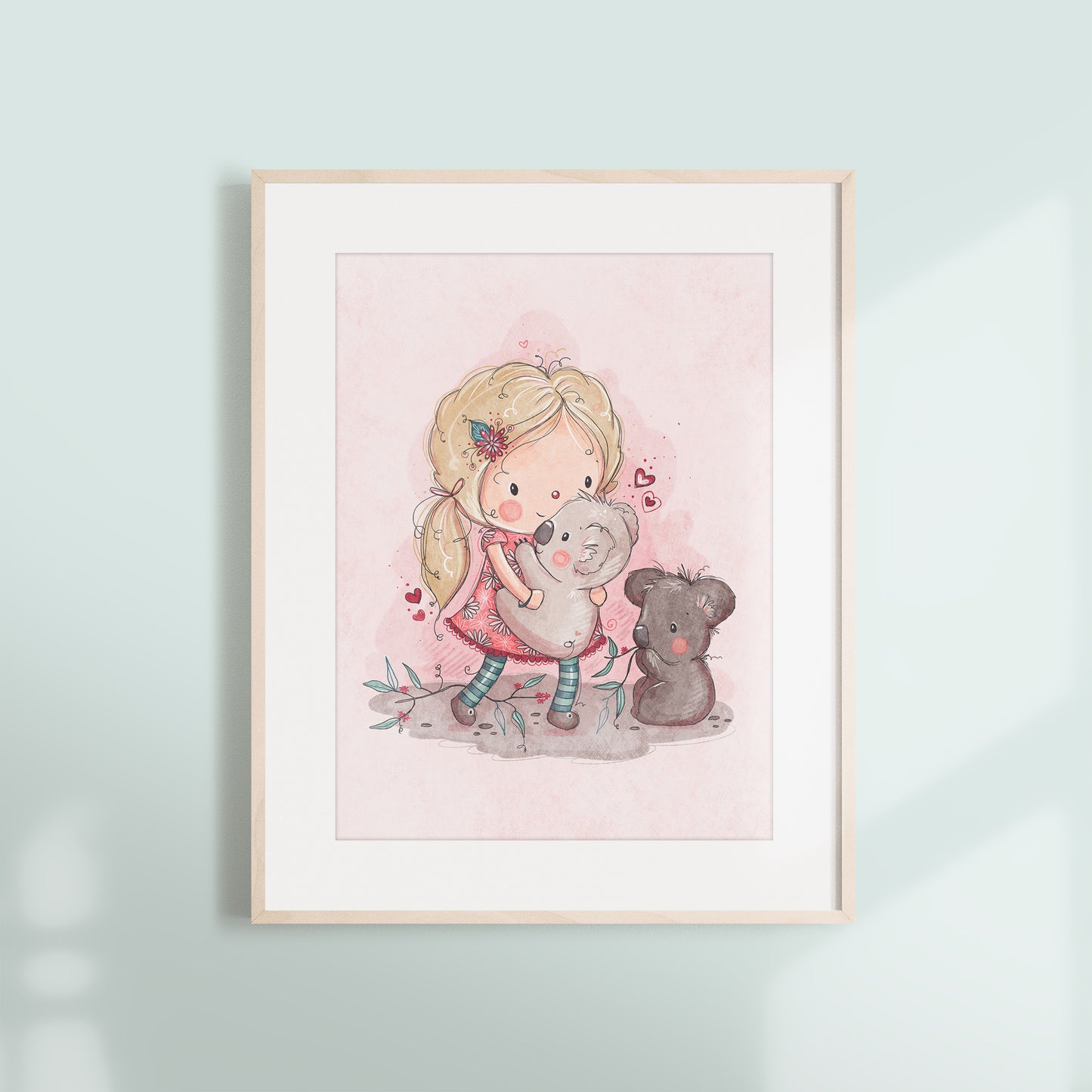 'Koala Girl' Children's Wall Art Print