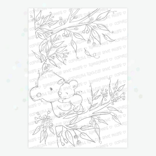 'Cuddling Koalas' Digital Stamp