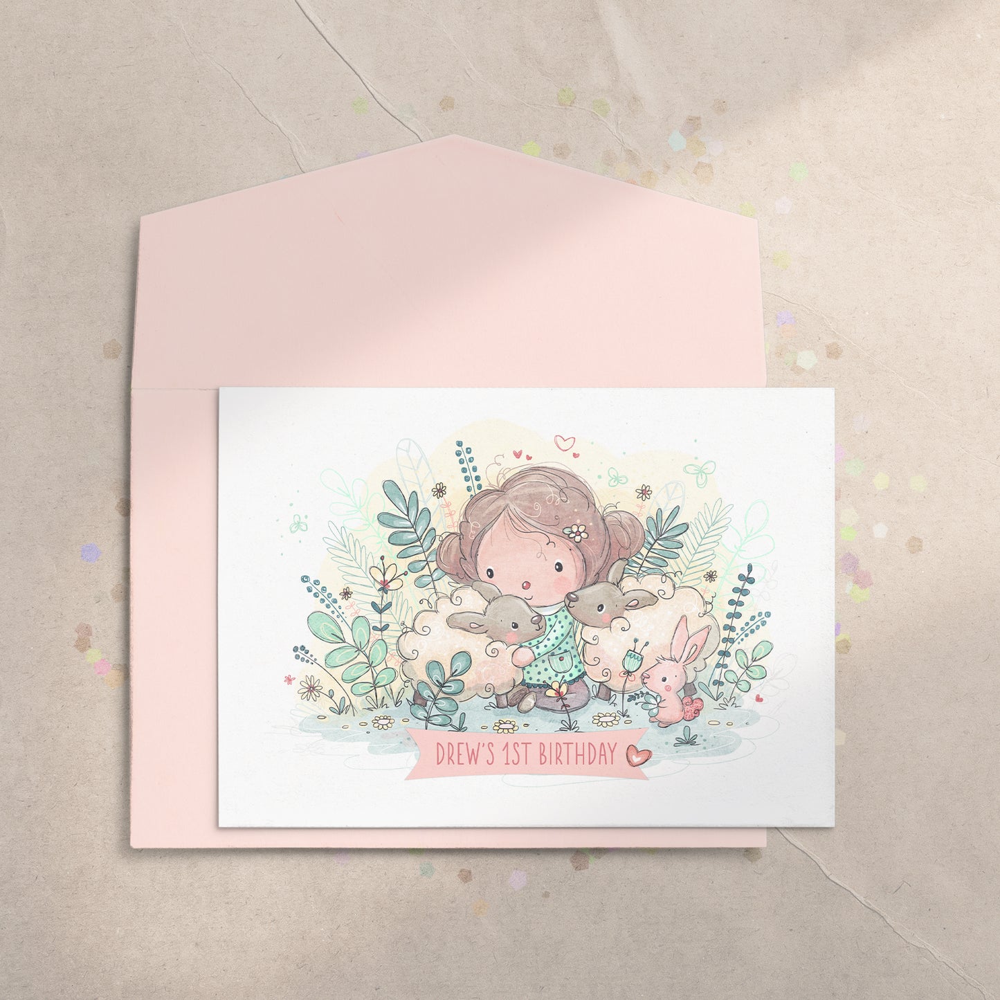 Lamb Cuddle 5x7 Greeting Card