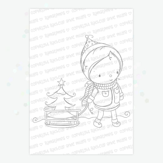 'The Little Sled' Christmas Digital Stamp