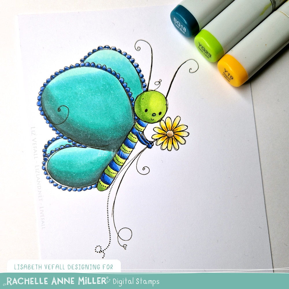 'Butterfly & Bee' Digital Stamp