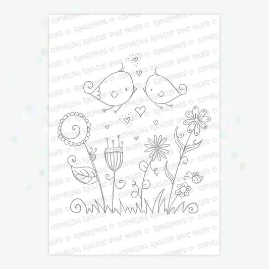 'Love Birds' Digital Stamp