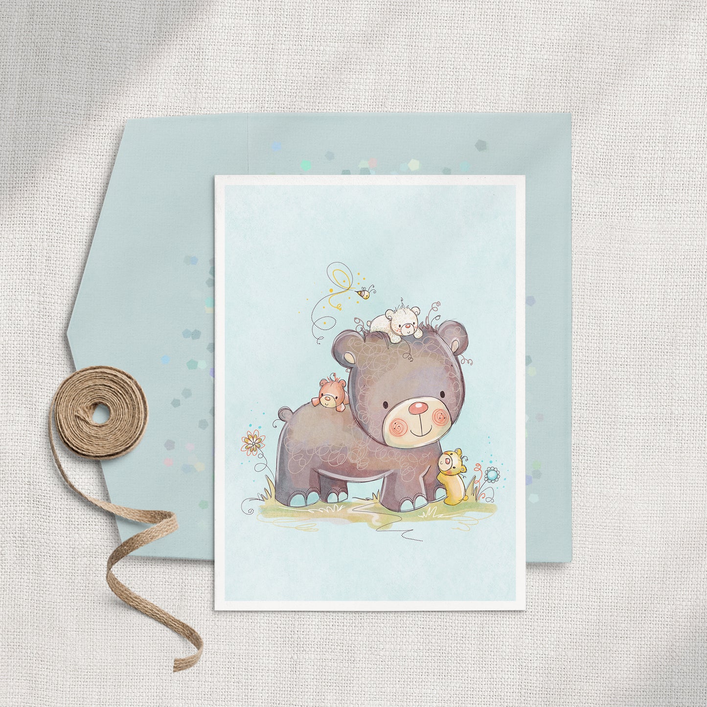 Mummy Bear 5x7 Greeting Card
