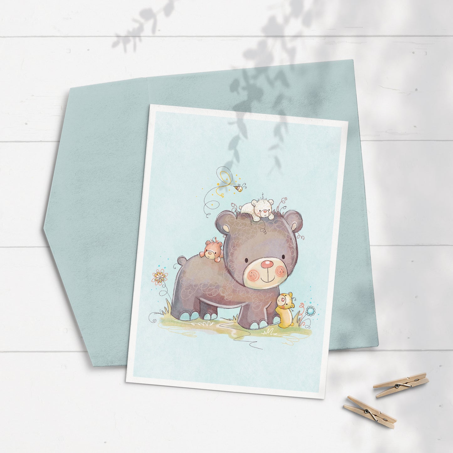 Mummy Bear 5x7 Greeting Card