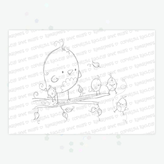 'Mummy Bird' Digital Stamp