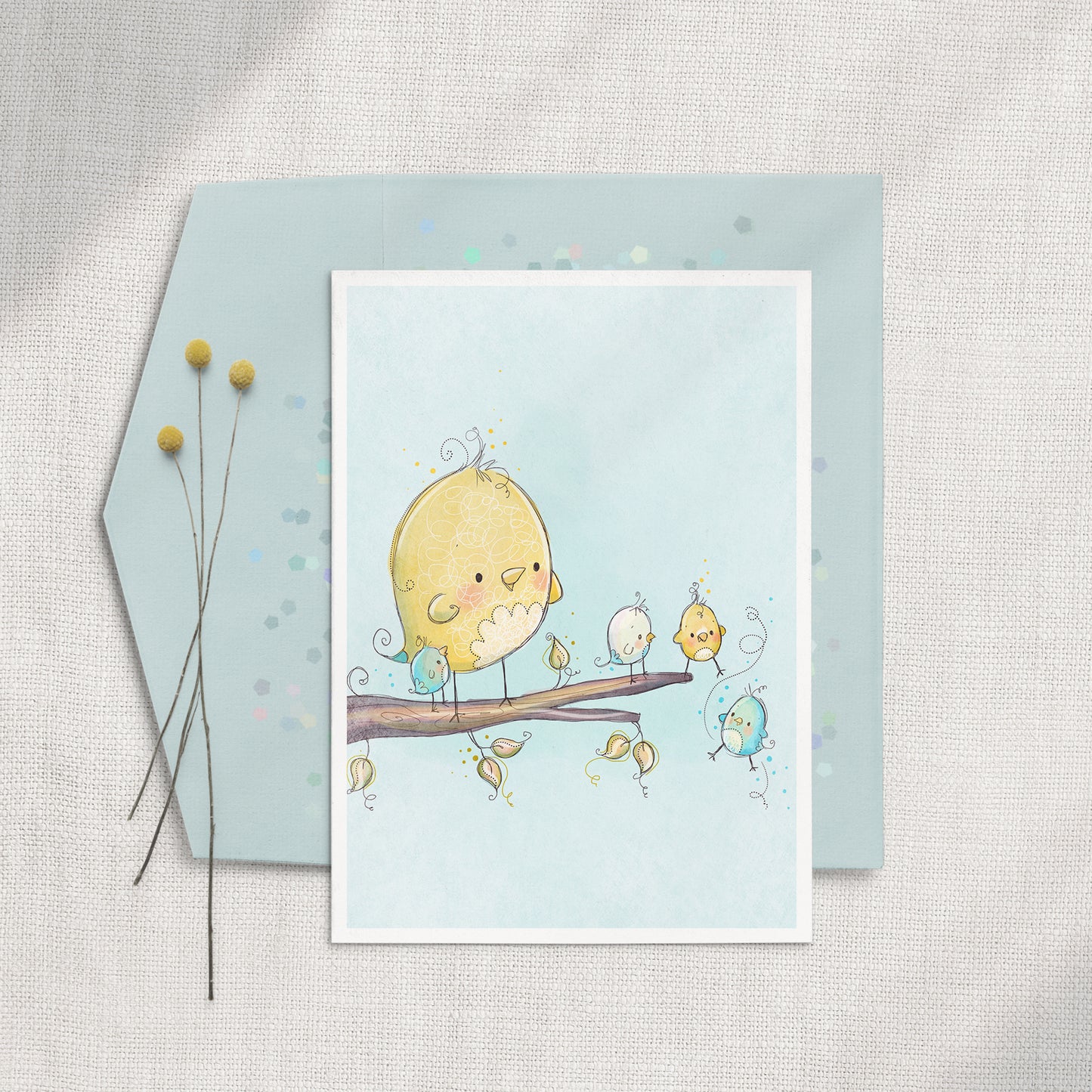 Mummy Bird 5x7 Greeting Card