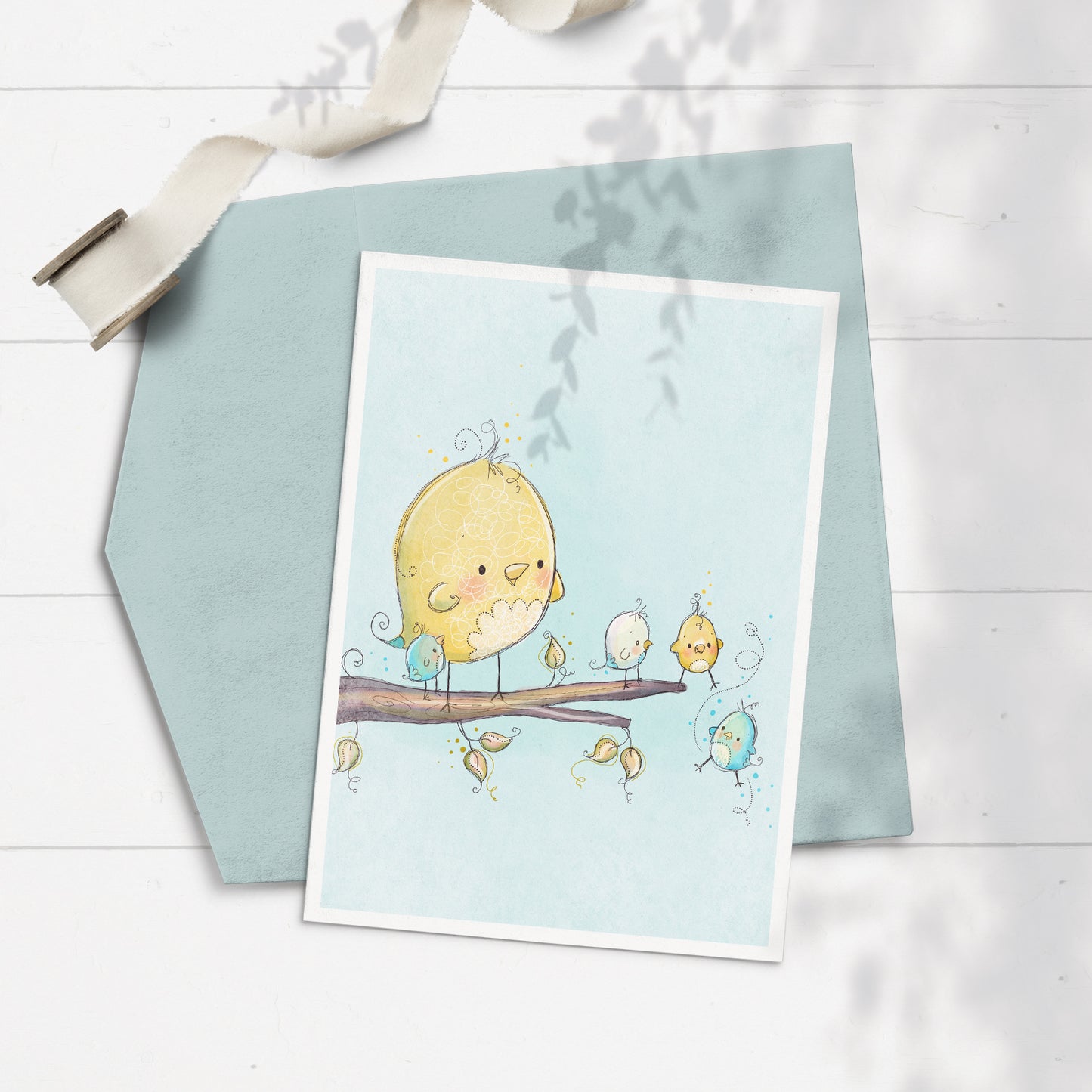 Mummy Bird 5x7 Greeting Card