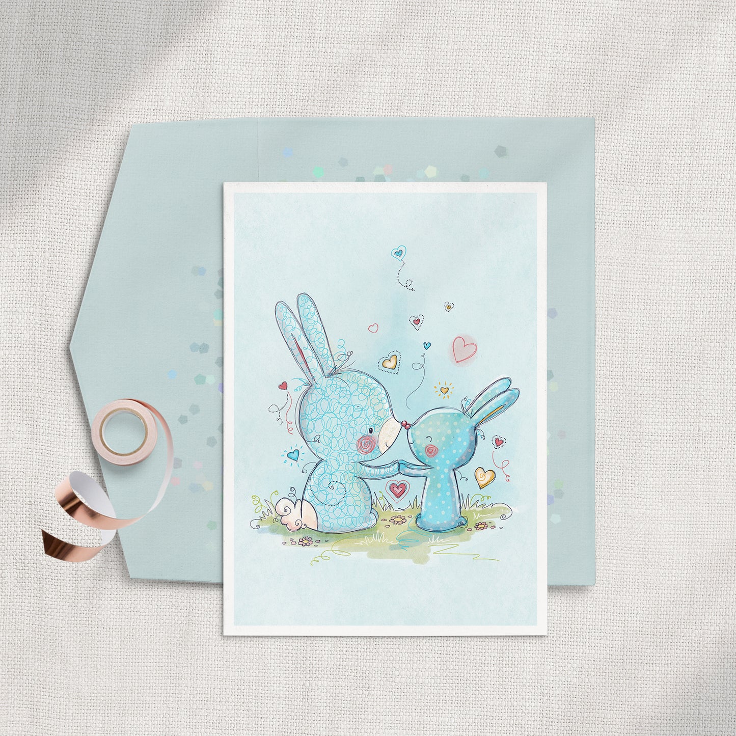 Mummy Bunny 5x7 Greeting Card