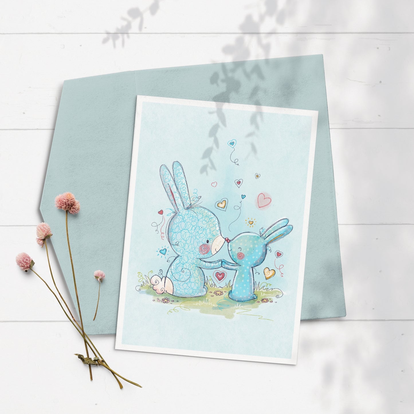 Mummy Bunny 5x7 Greeting Card