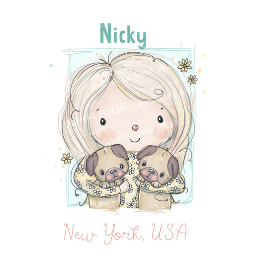 'Nicky's Pugs' Profile Digital Stamp