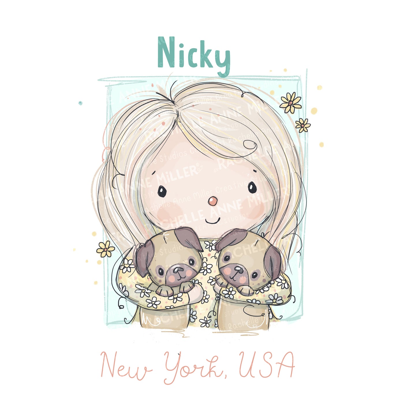 'Nicky's Pugs' Profile Digital Stamp