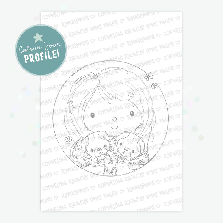 'Nicky's Pugs' Profile Digital Stamp