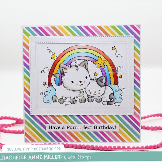 'Rainbow Cats' Digital Stamp