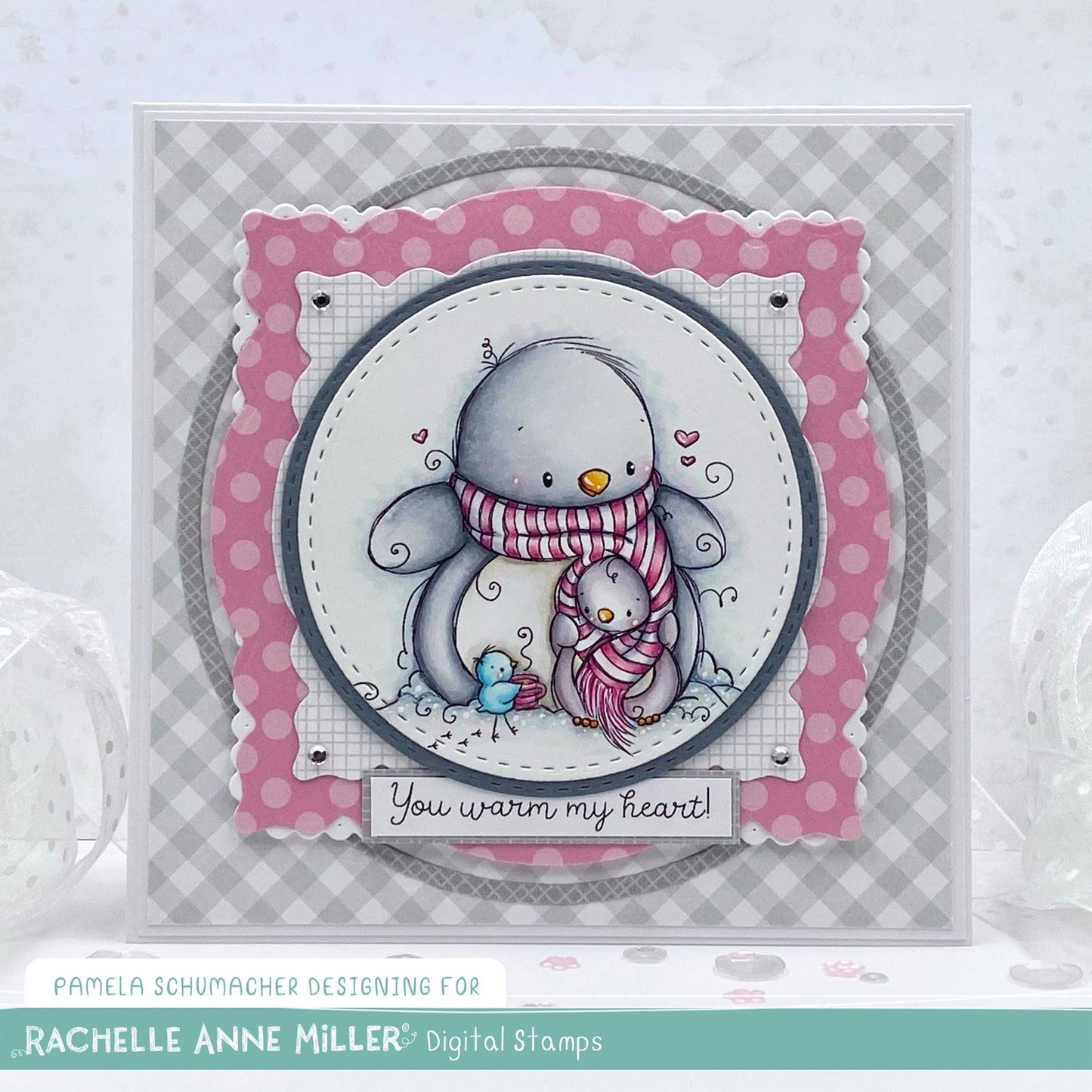 'Penguin Hug' Digital Stamp