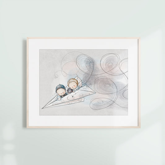 'Paper Plane Ride' Children's Wall Art Print