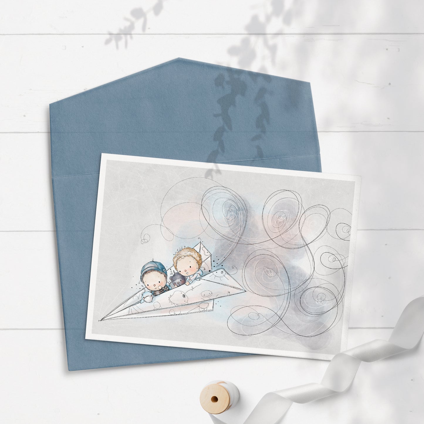 Paper Plane Ride 5x7 Greeting Card