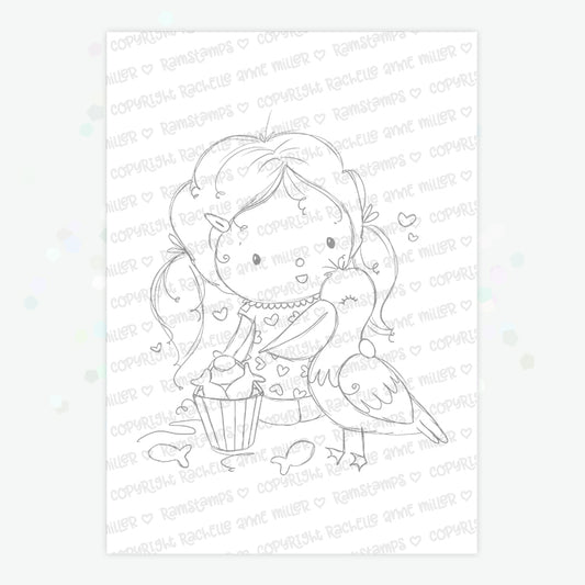 'Pelican Girl' Digital Stamp